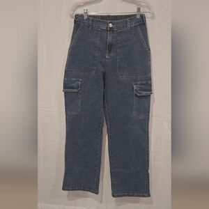 Dark Wash Denim Cargo Jeans